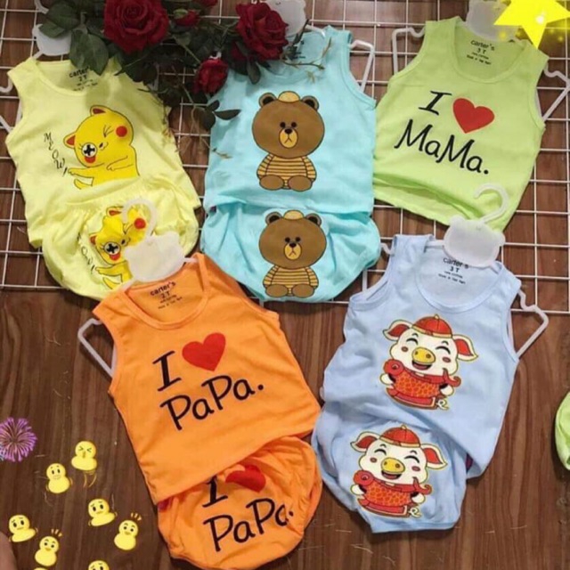 Sét 5 bộ chíp cotton mèo thần tài