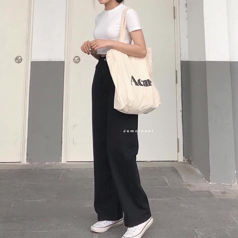 [HCM]QUẦN KAKI ỐNG RỘNG LƯNG CAO