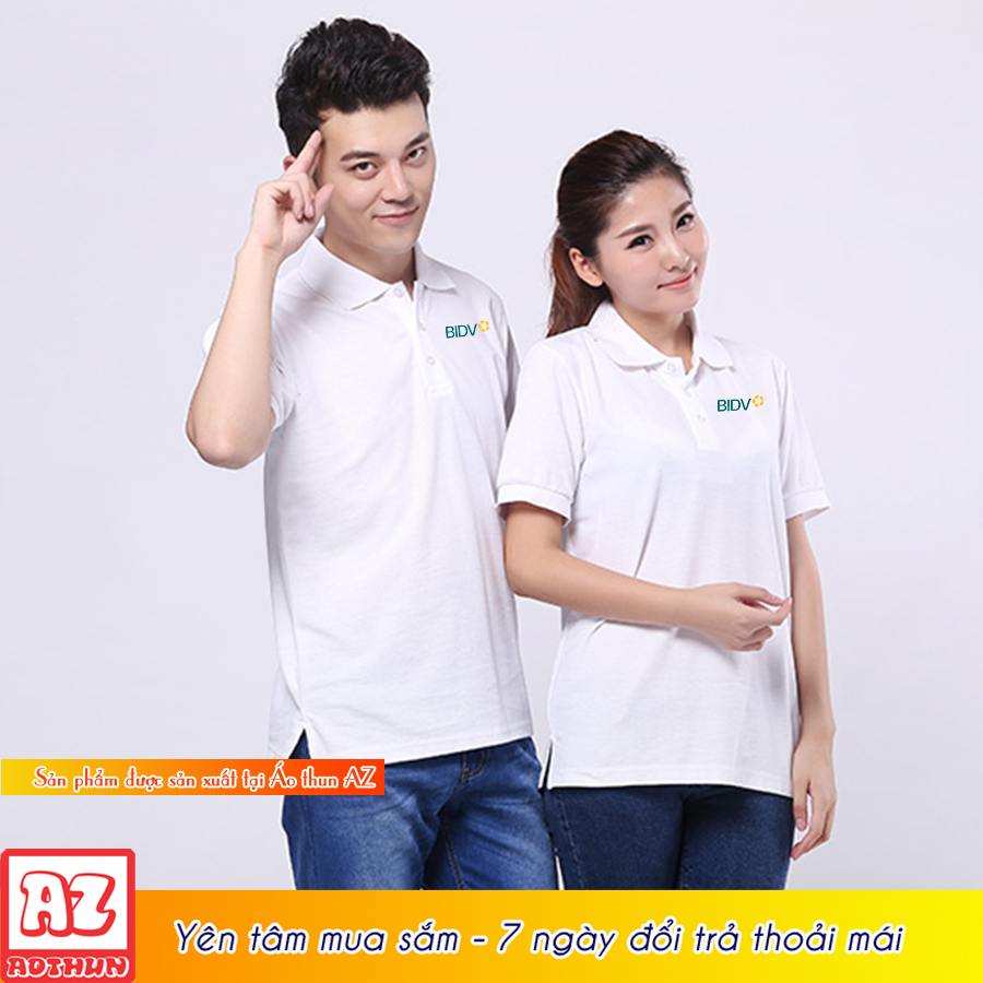 Áo thun đồng phục ngân hàng BIDV màu trắng - Logo thêu AT55