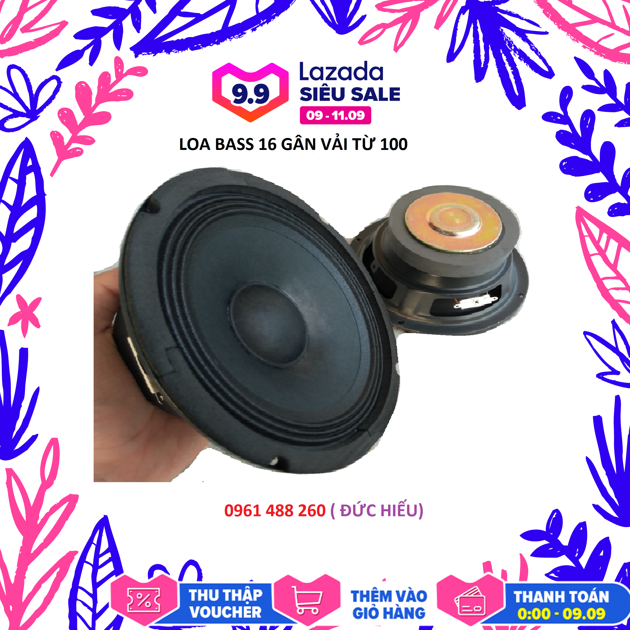 Loa bass 16 gân vải từ 100 - giá 1 loa