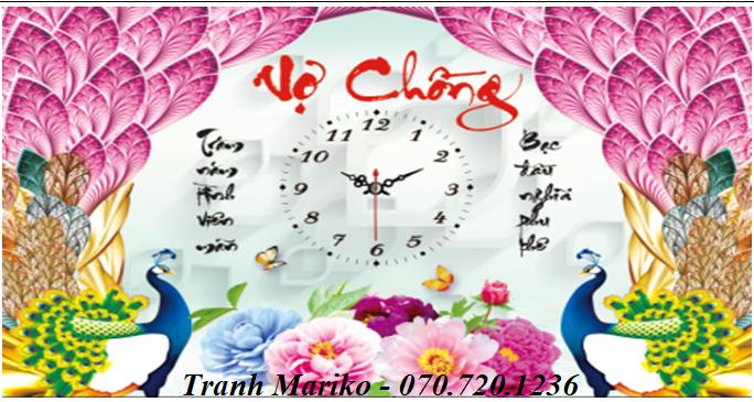 [HCM]Tranh Đính Đá Đồng Hồ Vợ Chồng DF833 và YN5407  KT 65 x 43 cm