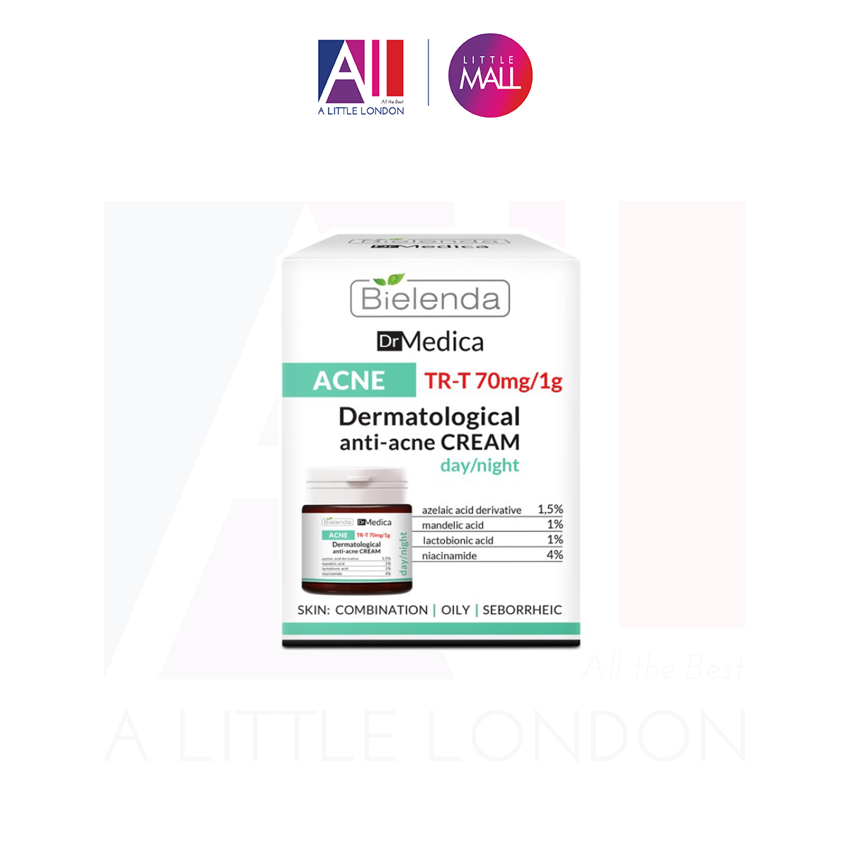 Dưỡng ngày/đêm cho da dầu mụn Bielenda Dr Medica Dermatological Anti Acne Face Cream Day Night 50ml (Bill Anh)