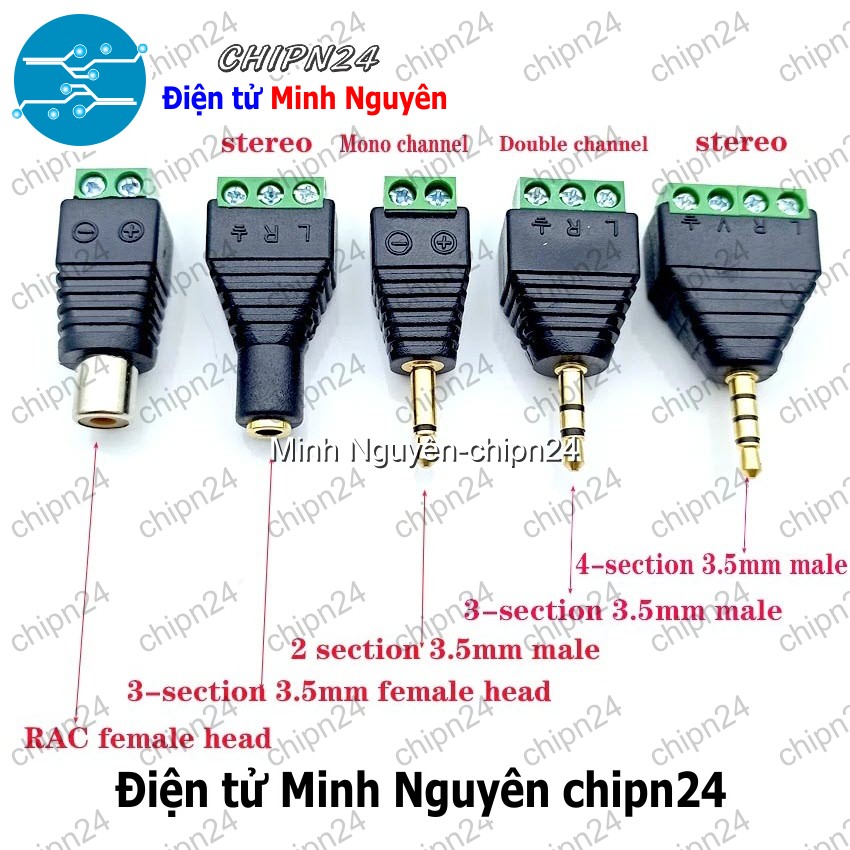 [1 cái] (F114) Jack chuyển Audio ra Domino (2.5MM/3.5MM 3 chân/4 chân Đực/Cái) - [Chọn Loại] - HHH.00178