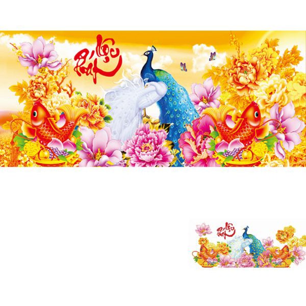 Tranh Đính Đá Đôi Công Lộc Phát Kt:1m13X50Cm