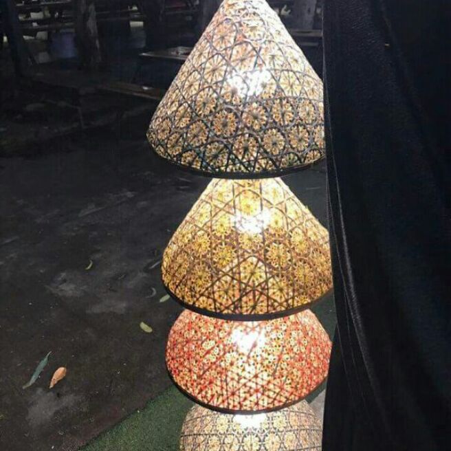 Chao đèn mây tre hoa thị 35cm