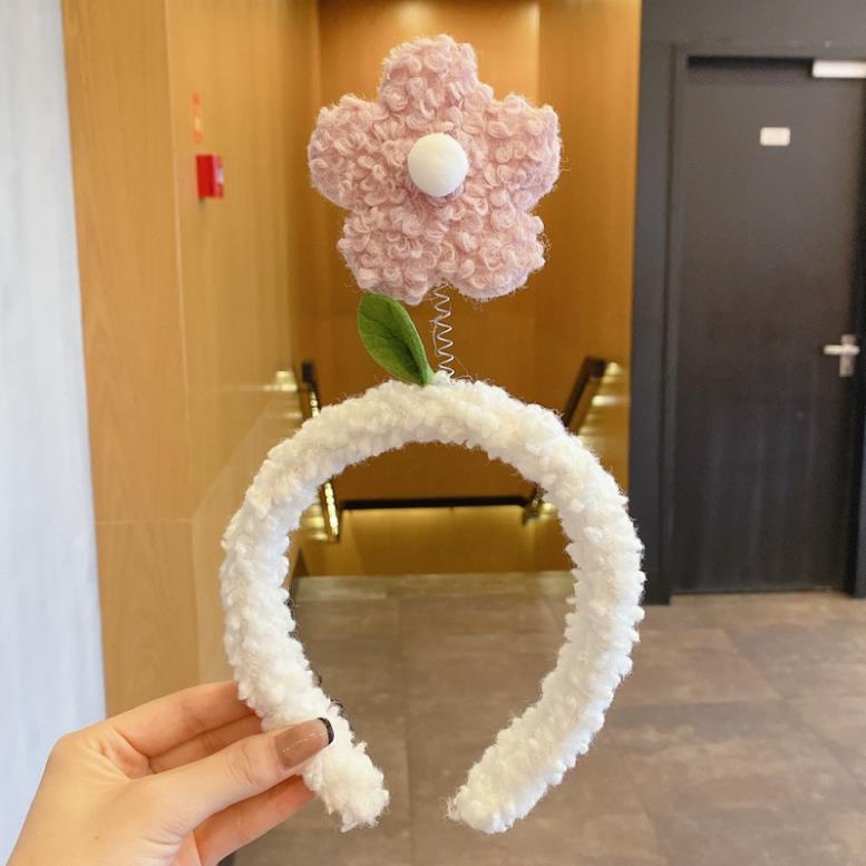 Bờm Cài Tóc Lò Xo Đu Đưa Gắn Bông Hoa T2