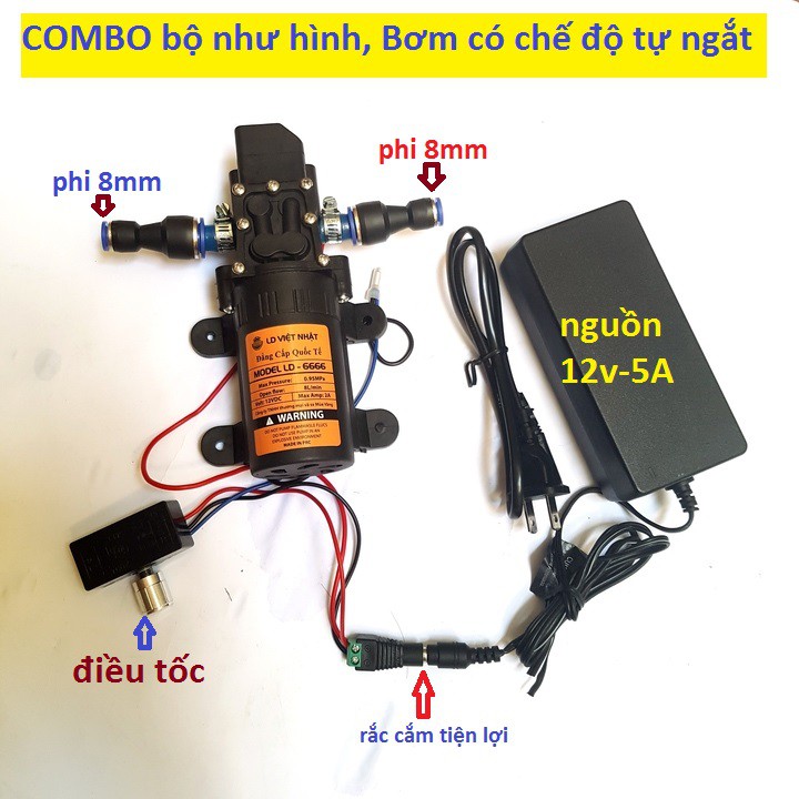 Máy bơm mini 12v - 5a kèm adapter