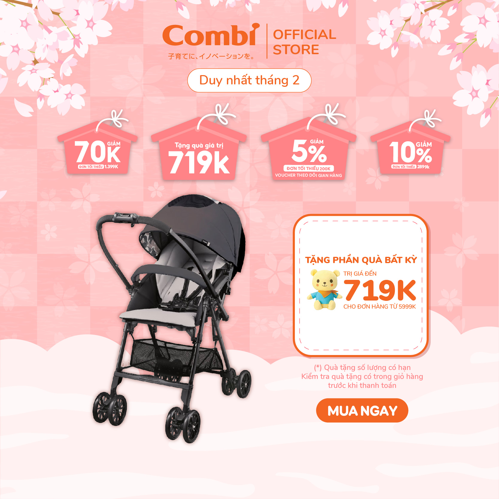 Xe đẩy Combi NEYO màu đỏ/xanh/ghi