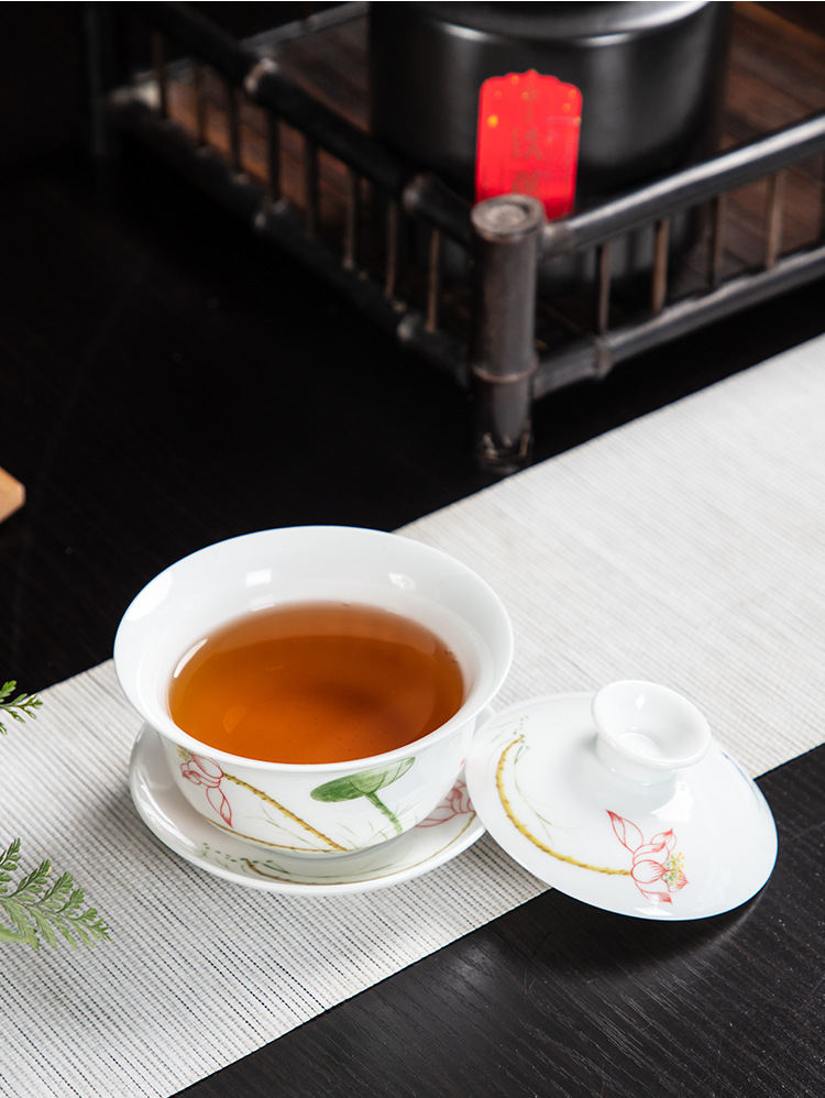 Chén Khải sứ trắng Bạch Định thấu quang 190 ml