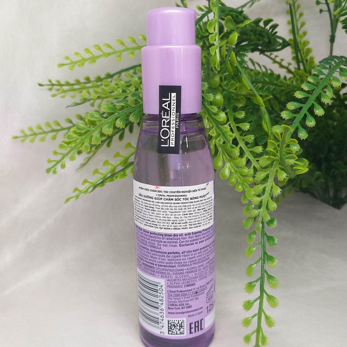 Essential oil nourishing hair, heat resistant Loreal Serie Expert Liss unlimited oil 125ml