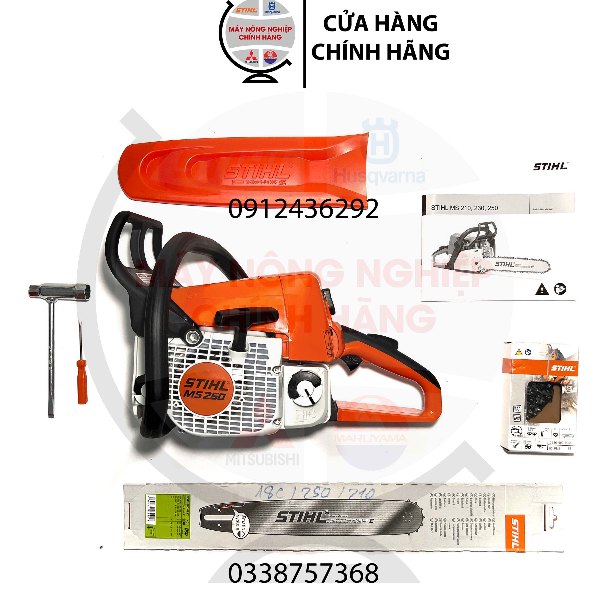 Máy cưa xích STIHL MS 250 chính hãng (Kèm sên lam + Khuyến mãi)