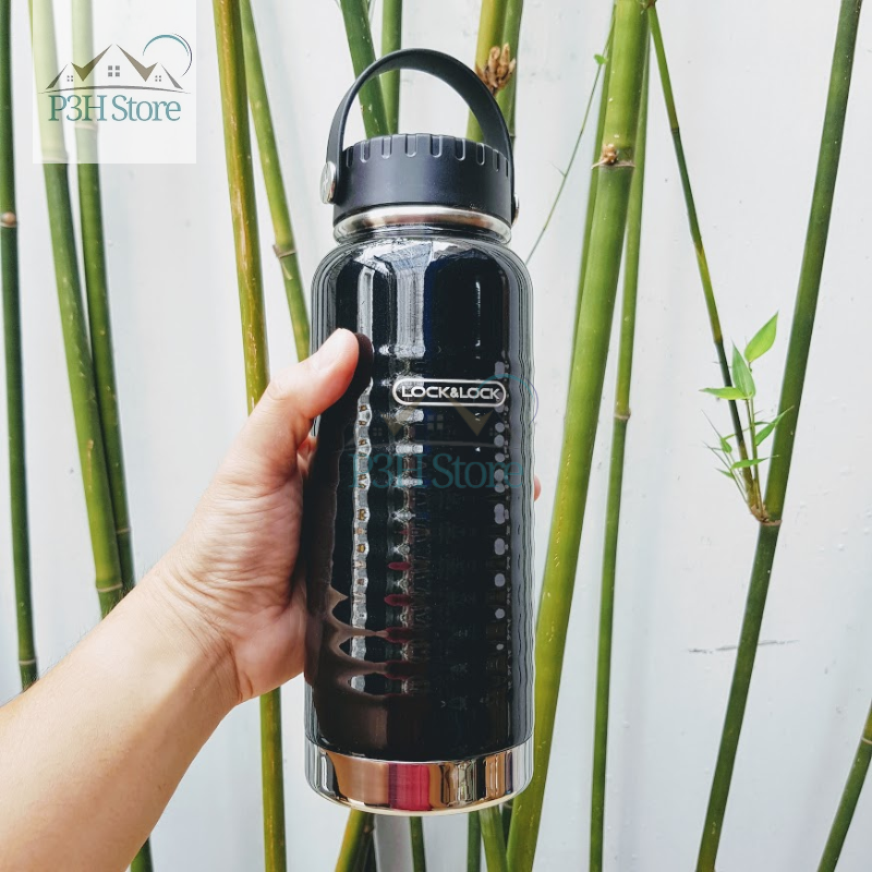 Bình Giữ Nhiệt 900ml Lock&Lock Wave Handle màu đen LHC4163BLK