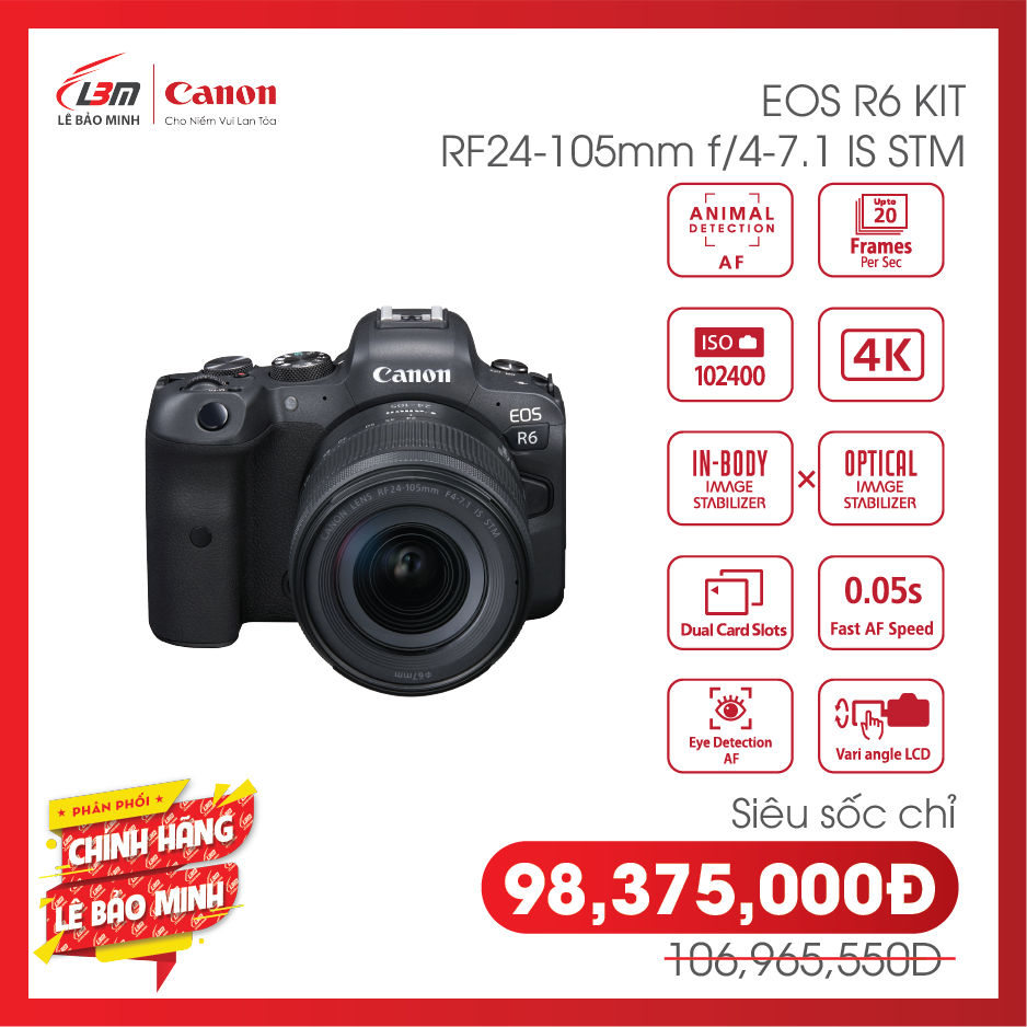 Máy Ảnh Canon EOS R6 RF24-105MM F 4-7.1 IS STM
