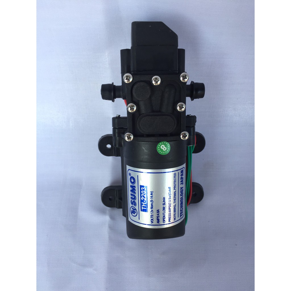 Bơm tăng áp mini Sumo đen 12V cực mạnh, hỗ trợ phun sương tưới lan...