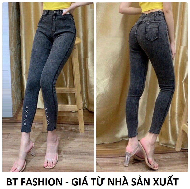Quần Bò Nữ Kaki Thun Giả Jean Co Dãn Mạnh - BT Fashion (WASH) - JE01 - Hình Thật, Video Thật