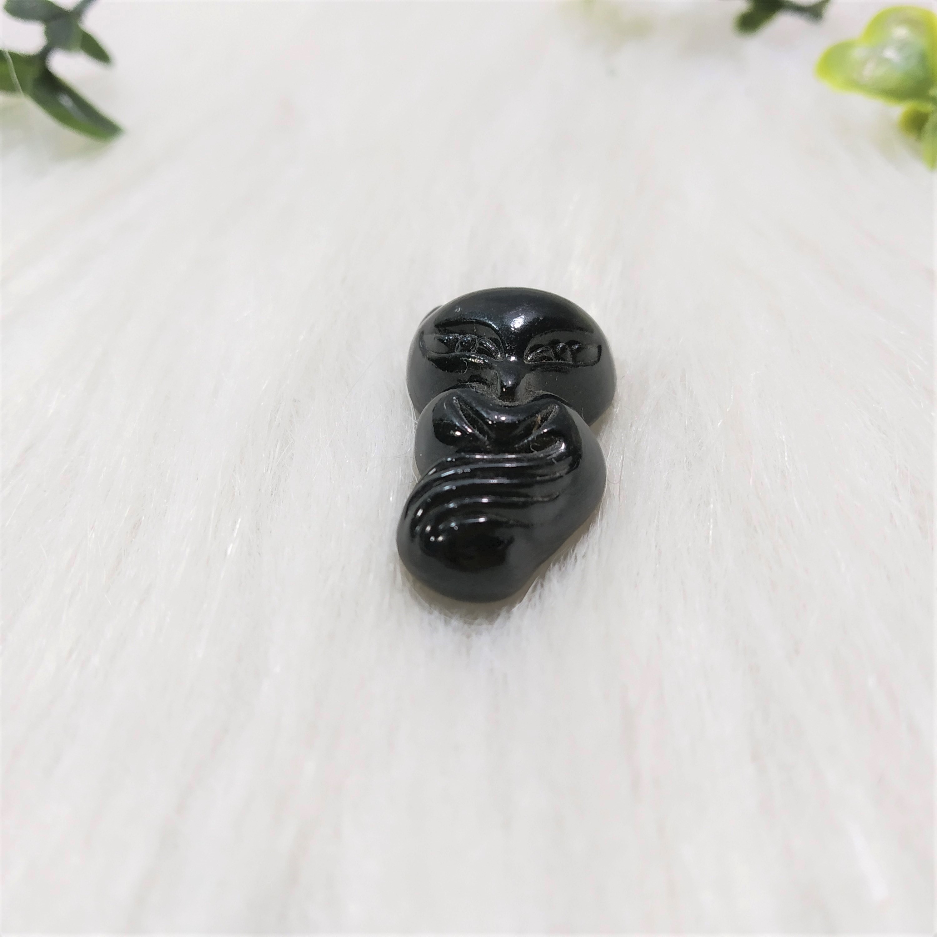 Mặt dây chuyền hồ ly đá Obsidian đen N1