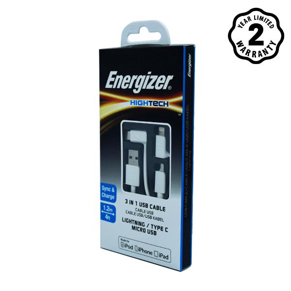 Cáp 3in1 Energizer màu trắng - C11UBX3CFWH4