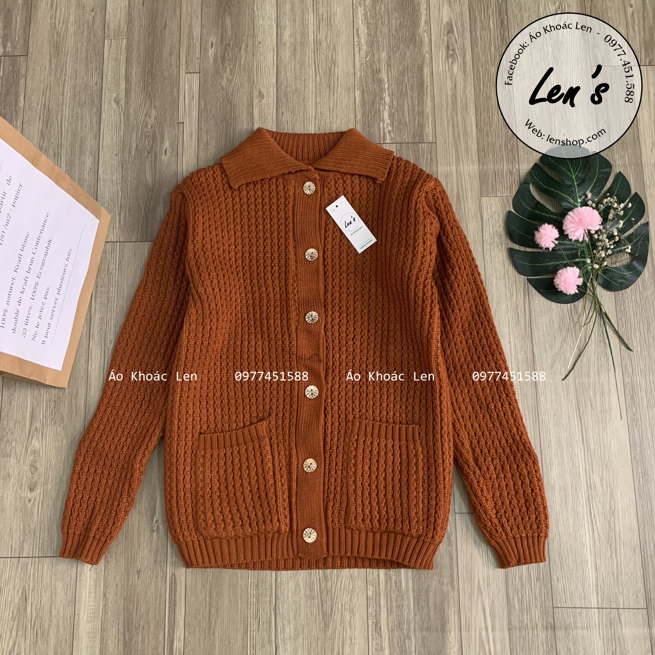 ÁO KHOÁC TRUNG NIÊN VÀ LỚN TUỔI CỔ BẺ LEN ĐAN