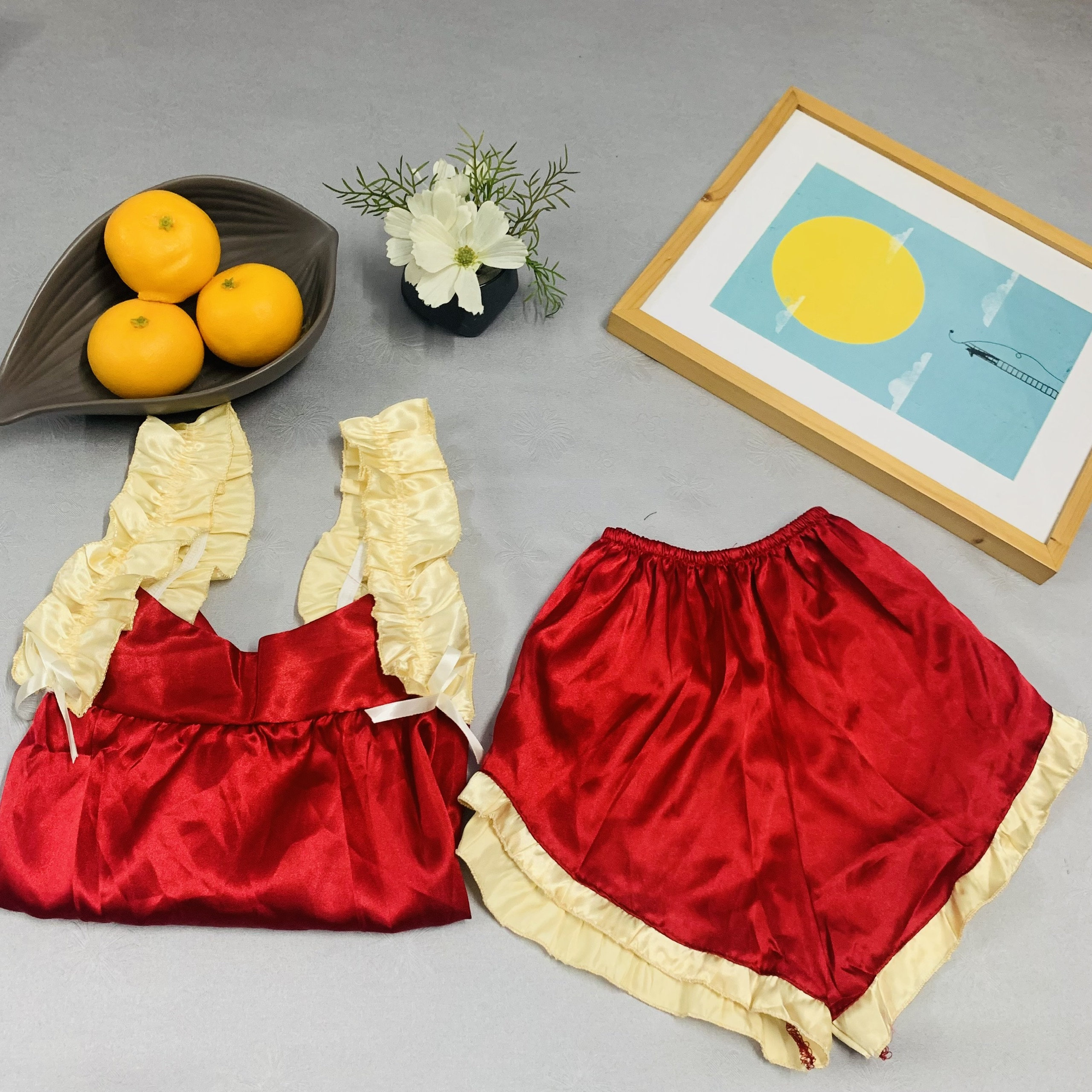 Đồ ngủ 2 dây vai bèo cánh tiên, đồ ngủ sexy nữ 2 dây chất phi mềm mịn, quyến rũ