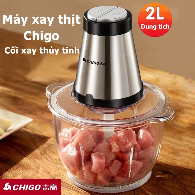 Máy Xay Thịt Cối Thủy TInh, Cối Inox 4 Lưỡi Đa Năng, Công Suất 300W, Dung Tích 1.8L, Máy Xay Tỏi Ớt