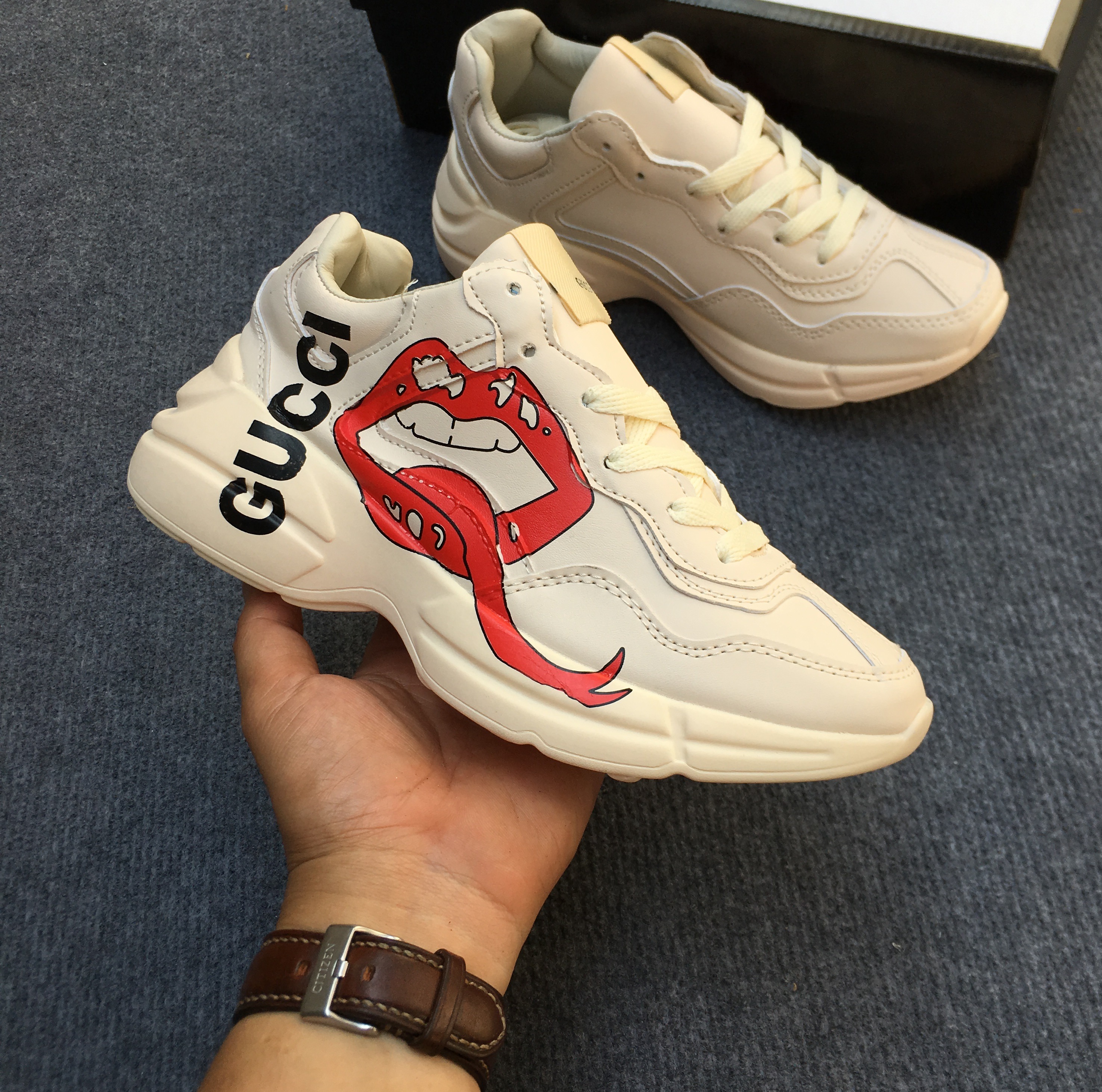 [Tặng kèm Hộp + Lọ Tẩy] giày thể thao nữ nam Guccl chunky rhyton