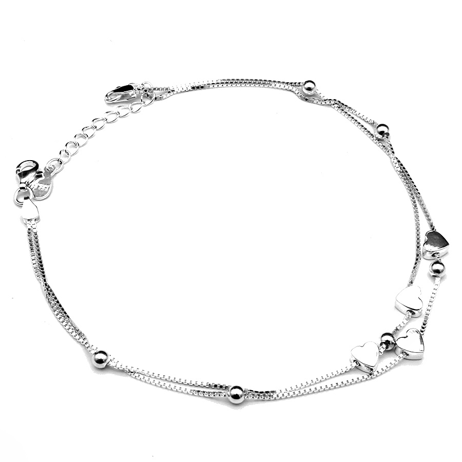 Lắc chân nữ bạc hiểu minh lc147 trái tim bạc ý