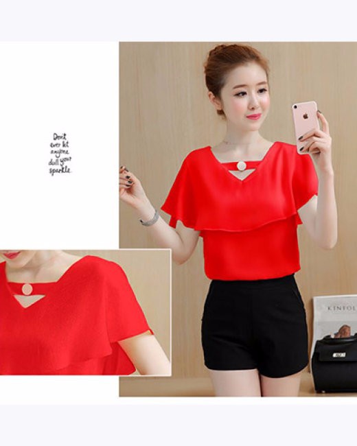 [PN FASHION]ÁO KIỂU NỮ CỔ V PHỐI NÚT HOTTRENT