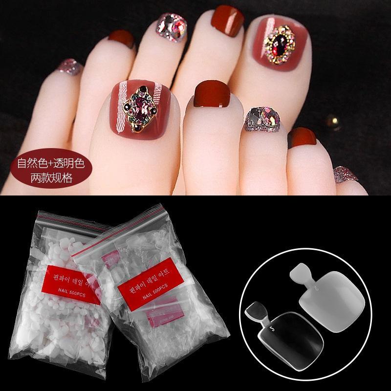 Bịch 500 Móng Chân Giả Trong Suốt (kèm giũa + keo dán)