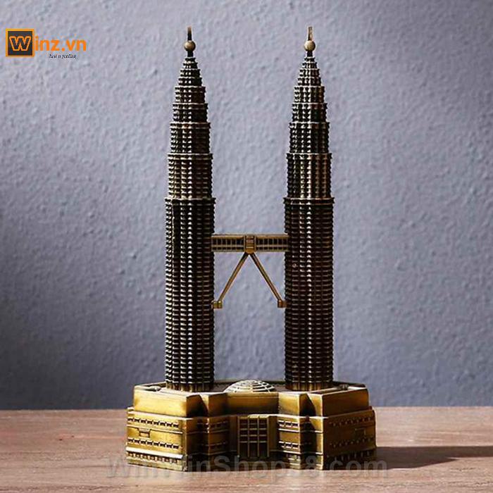 [HCM]Mô hình tháp đôi Petronas cao 18 cm V.2 (màu vàng rêu)