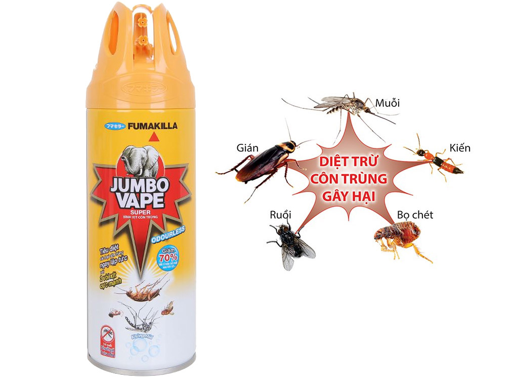 Bình xịt côn trùng Jumbo Vape không mùi chai 300ml