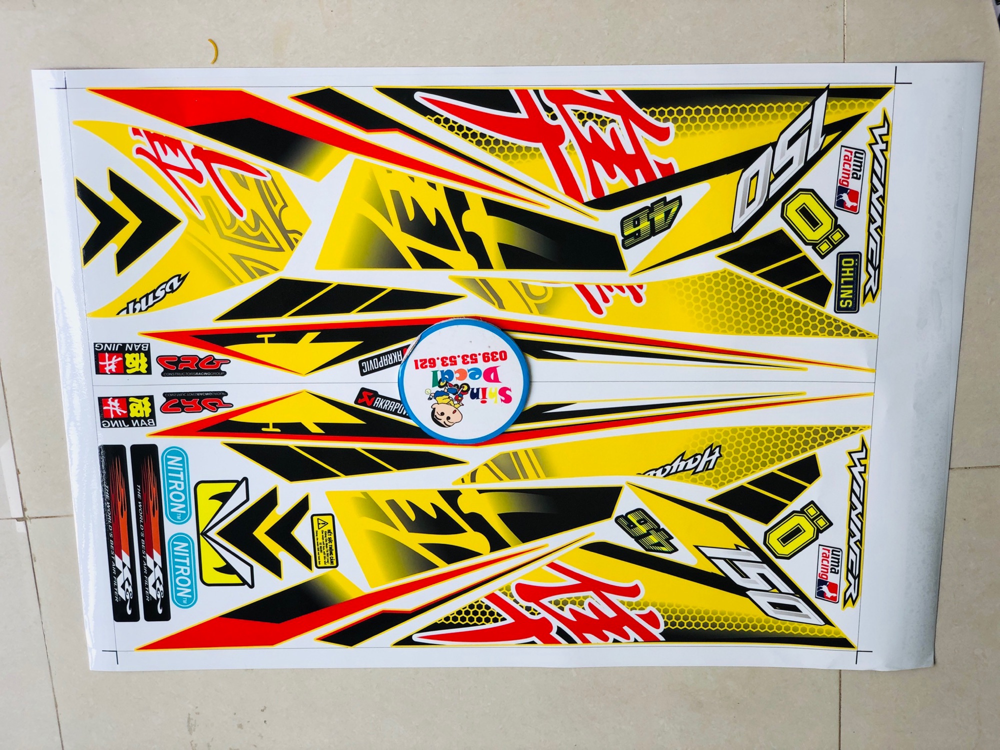 Tem rời Winner Hayabusa vàng đen