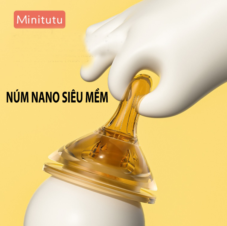 BÌNH SỮA MINITUTU NANO BẠC CỔ RỘNG 300ml, 240ml CHO BÉ
