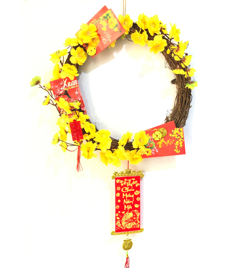 Vòng hoa mai trang trí tết H07