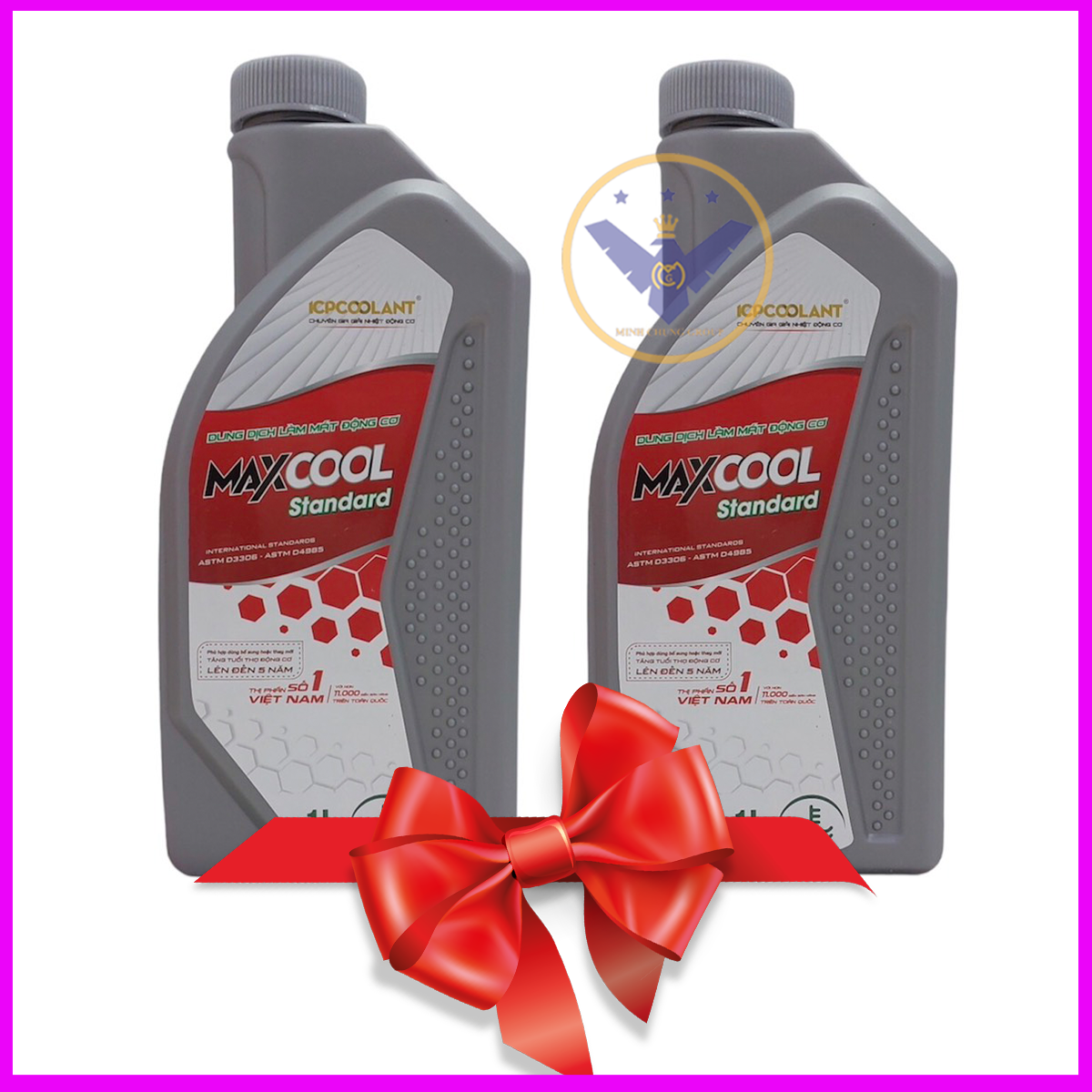 Bộ 2 lon nước làm mát xe ô tô màu đỏ Maxcool Standard 1 lít