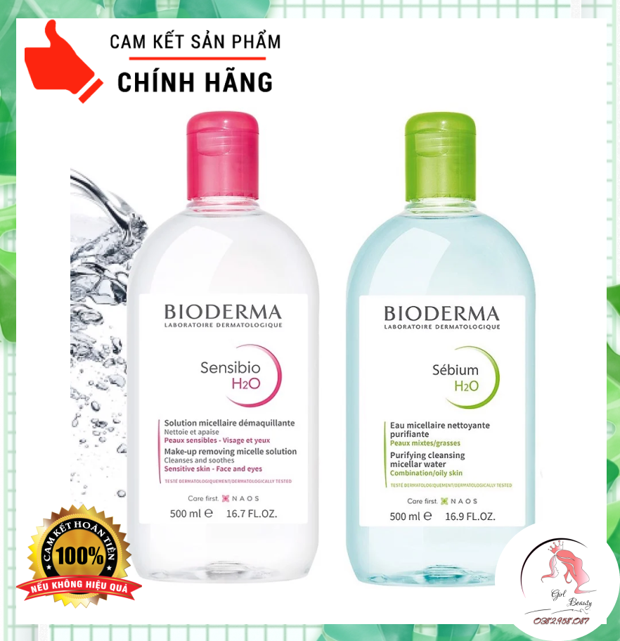 Tẩy trang Bioderma 500ml Pháp- Hàng chính hãng có bill