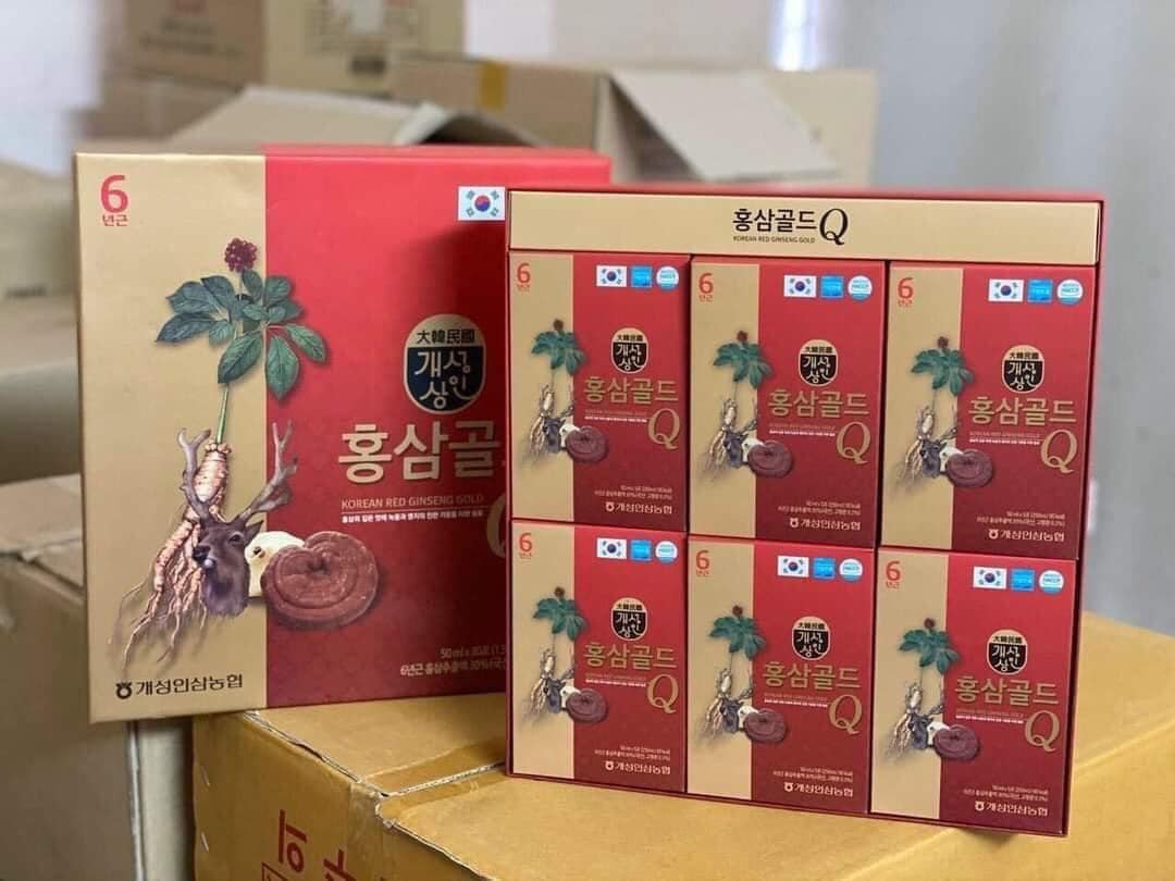 Nước hồng sâm nhung hươu linh chi QPLUS-Hàn Quốc Hộp 30 Gói x 50ml-Hồng sâm + ❤nhung hươu + ❤nấm linh chi