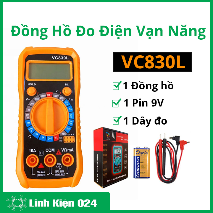 Đồng hồ đo vạn năng Digital Multimeter VC830L màn hình kỹ thuật số đo điện đa năng