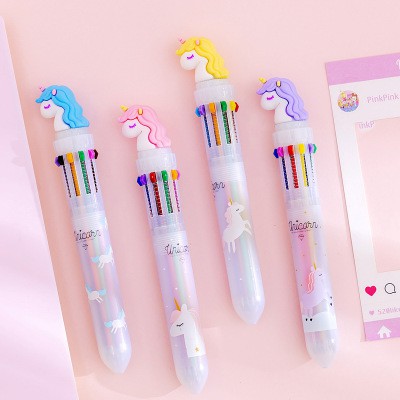 Bút Bi Bấm 10 Màu Hoạt Hình