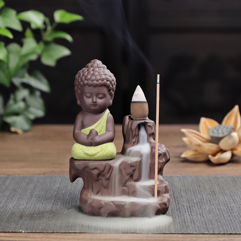 [HCM]Thác Khói Trầm Hương Gốm Cao Cấp Phật Tọa Bên Suối - Thác đốt Trầm Hương tỏa ngược