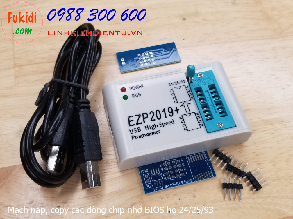 EZP2019+ Mạch nạp, copy chip nhớ BIOS máy tính họ 24, 25, 93 EEPROM