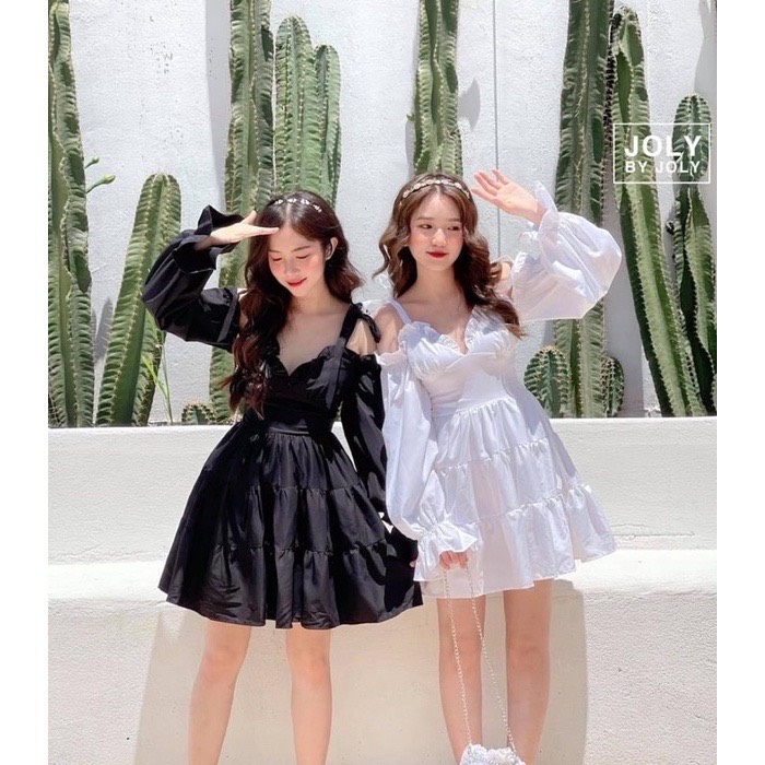 [HCM]Đầm babydoll phối dây cột nơ vai