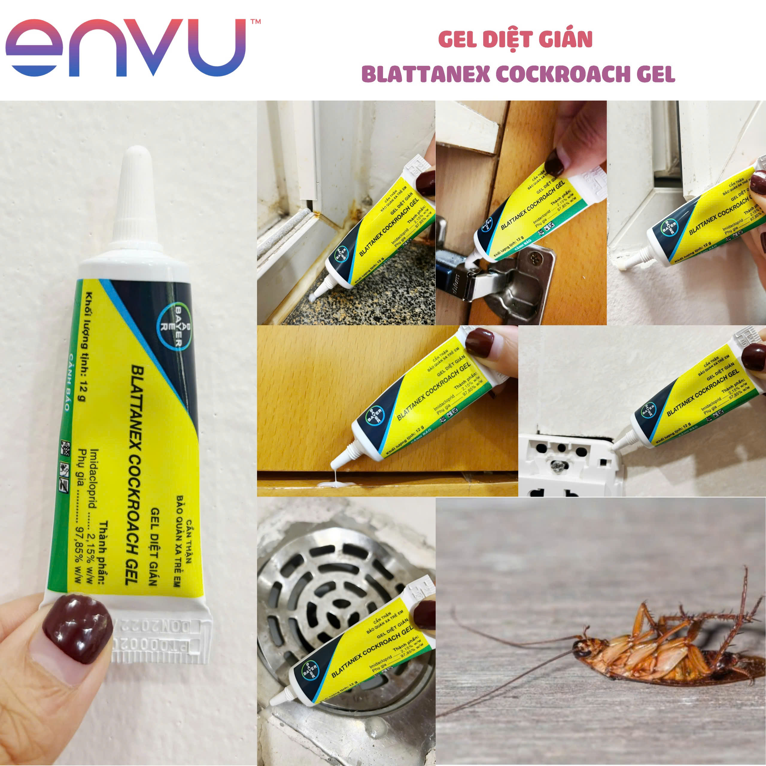 [ENVU] - Diệt Gián Blattanex, diệt gián Trong Nhà Bếp, Hộ Gia Đình Blattanex Dạng Gel 1 tuýp 12g