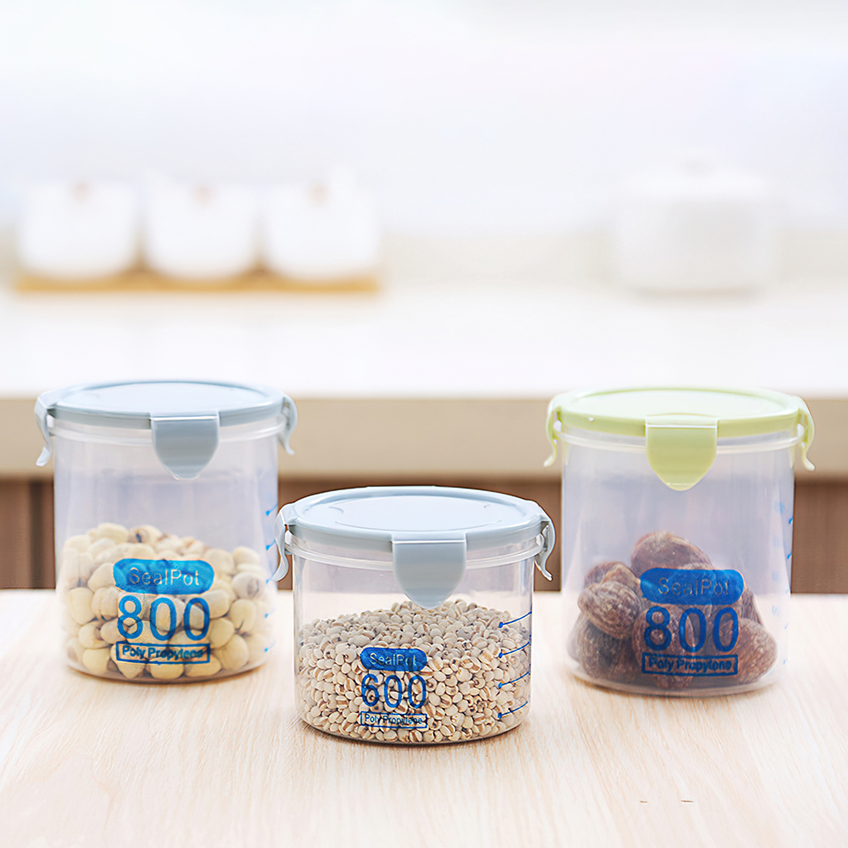 Q Hộp đựng thực phẩm gia vị tủ lạnh nhà bếp bằng nhựa kín trong suốt sức chứa lớn 600-1500ml Y
