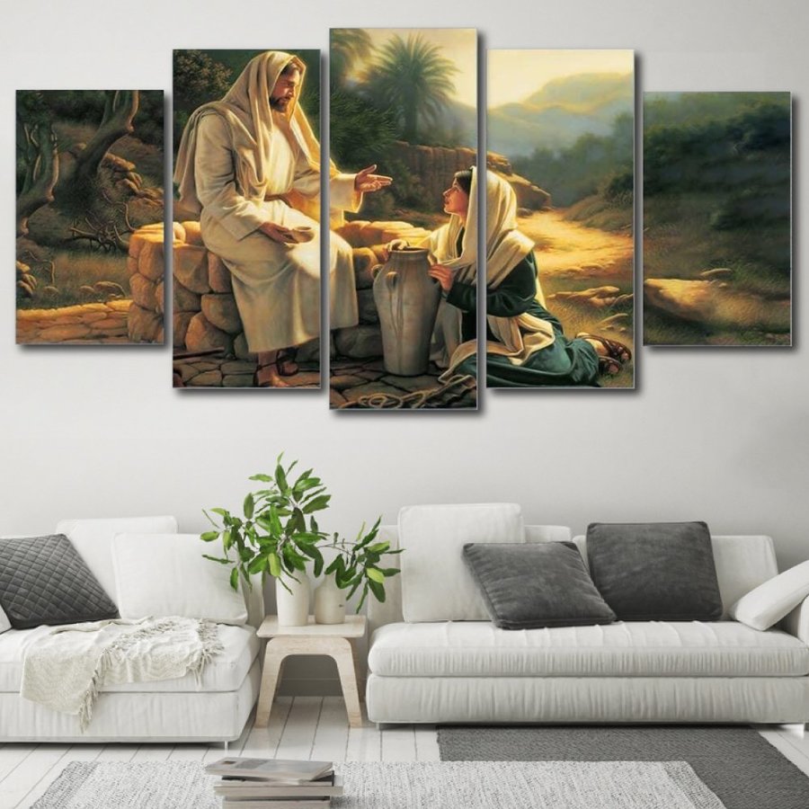 (Combo 5 tấm) LaLaShop Tranh bữa tiệc ly Tranh chúa Giêsu Kito Bộ 5 bức tranh gỗ treo tường Chúa Giesu tranh bữa tiệc ly treo tường in 3D chân thực, tranh công giáo treo tường, tranh công giáo