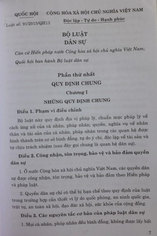 [Nhập RS0822 giảm 30k cho đơn 99k]Bộ Luật Dân Sự Năm 2015