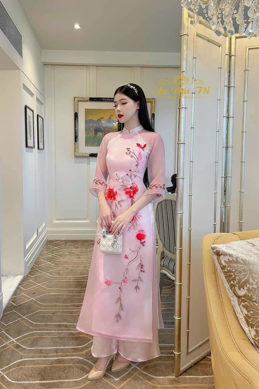 Sét bộ áo dài cách tân 4 tà TRIPBLE T DRESS họa tiết hoa sang trọng -MS04L – size M/L/XL/2XL