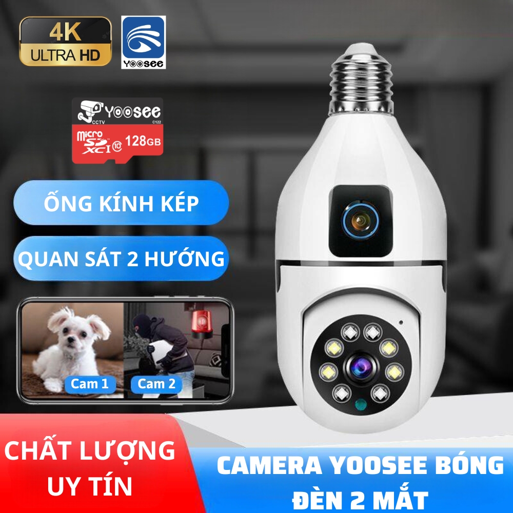 Camera Yoosee PTZ bóng đèn FHD 1080p Rõ nét, Có đèn Led chiếu sáng ban đêm, Xoay 360 độ, Đàm thoại 2 chiều