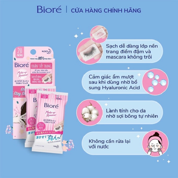 Khăn Giấy Tẩy Trang Giữ Ẩm Biore 10 Miếng