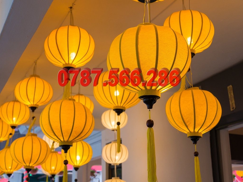 Combo 5 đèn lồng vàng trang trí thả trần