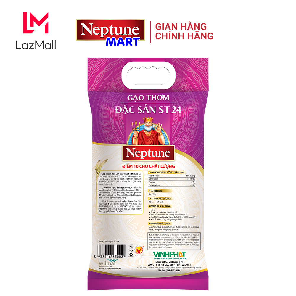 [5KG] Gạo Thơm Đặc Sản Neptune ST24